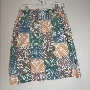 Orvis Size 6 Cotton Drawstring Elastic Waist Patchwork Casual Pull-On Skirt